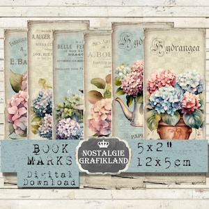 Hortensien Lesezeichen Hydrangea Journaling Scrapbooking Instant Download digital collage sheet BM035