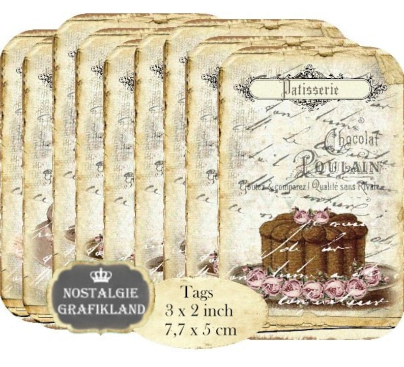 Shabby Chic Cakes Patisserie Tags Instant Download digital collage sheet T189 digital cupcake pie