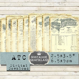 Efemérides francesas Documentos imprimibles Cartas de facturas imprimibles Tarjetas ATC Papeles franceses antiguos imprime Descarga instantánea hoja de collage digital S139
