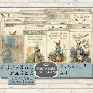 Hasen Ostern Kaninchen PDF Journal Buchseiten Vintage Journal sheets Osterhasen Paper Pack Download digital collage sheet JPA077