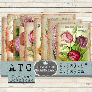 Blumen digital Tulpen Hyazinthen Frühling Sofort Download digital collage sheet Labels Shabby Chic S115