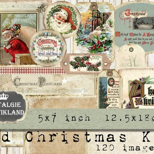 French Vintage Postcards Printable Christmas Digital Vintage - Etsy