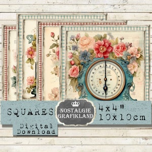 Kitchen Scales printable Squares 4x4 Cooking Baking Scale Coaster Tiles Squares Download digital collage sheet TG105