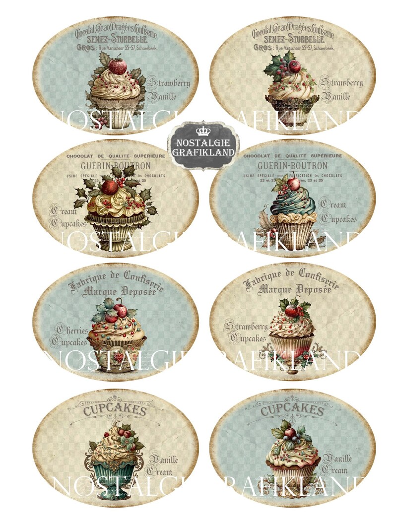 Bakery Labels Cupcakes Patisserie Cakes Chocolate Oval 3.5x2.5 Inch ...