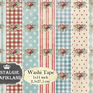 Shabby Chic Washi Tape Background printable Strips Tapes Instant Download digital collage sheet WT001