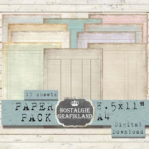 Ledger Vintage Paper Pack printable Papers Junk Journaling Shabby Chic Download digital sheets 8.5x11&quot; PP148
