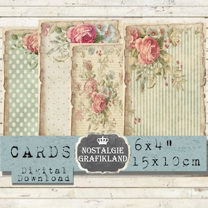 Shabby Chic Achtergrond afdrukbare Vintage Papers afdrukbare Scrapbook Journals Journaling 6x4 inch Instant Download digitale collage blad D106