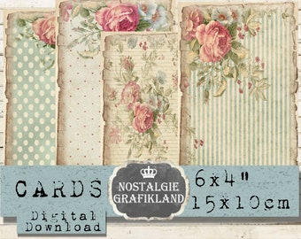 Shabby Chic Background printable Vintage Papers Scrapbook Journals Journaling 6x4" Download digital sheet D106