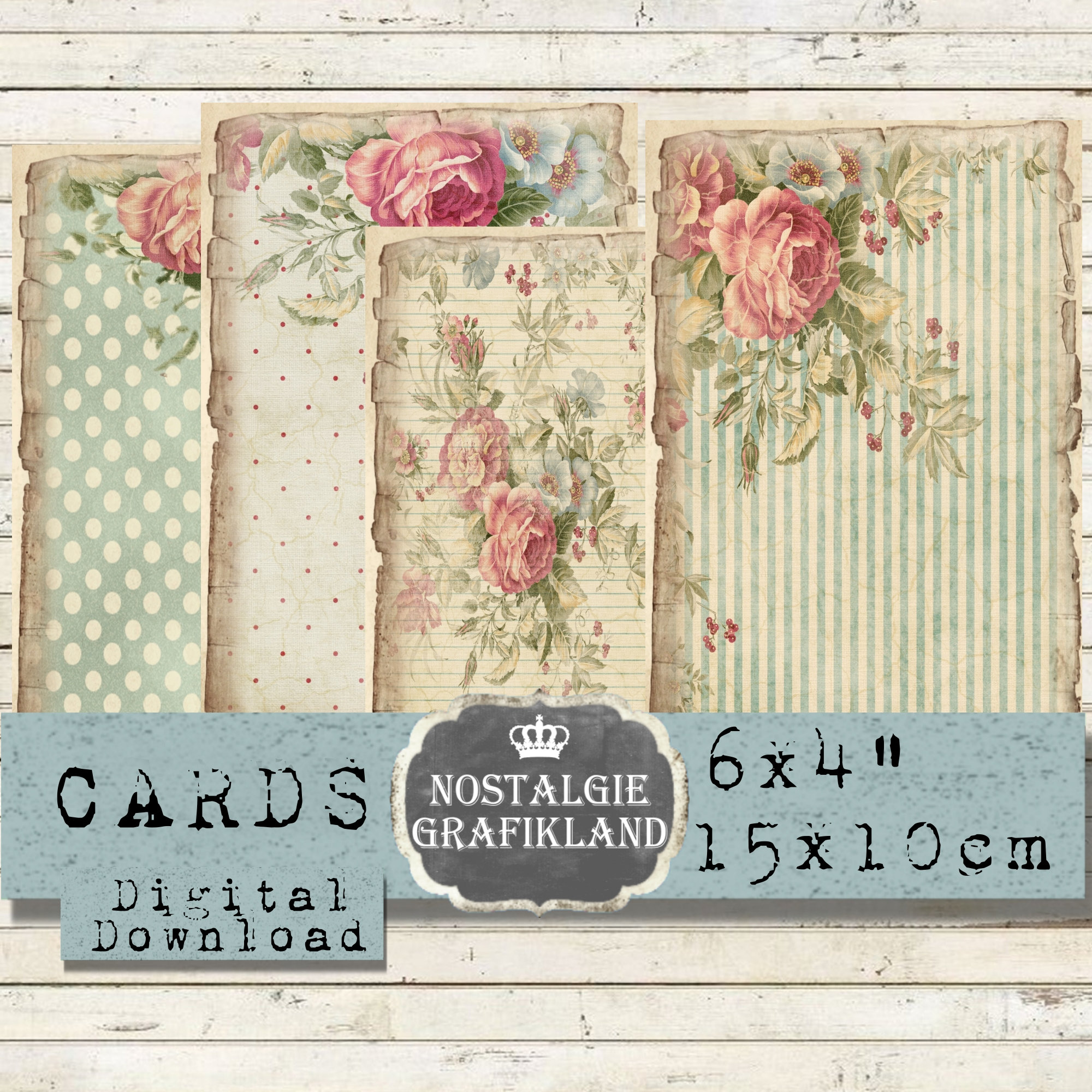 Scrapbook Paper, Shabby Chic Vintage Papers, Unique Paper Crafting Papers