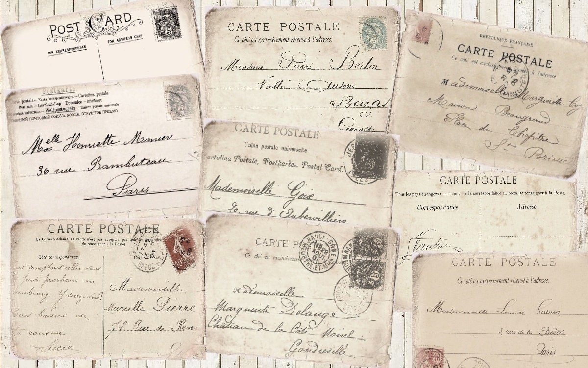 Postcards Vintage printable Ephemera Poste Post blank Carte | Etsy