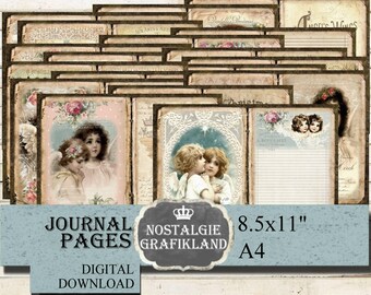 ANGELS JOURNAL Victorian Guardian Angel Journal Pages prints Junk Journals printable Download JPB031