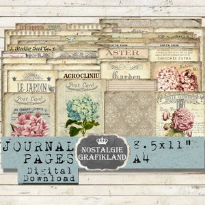 Páginas imprimibles del diario GARDEN, libro de semillas Jardin, folleto imprimible, efímera, descarga en formato PDF, hoja de collage digital para álbum de recortes JPA026
