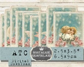 Angels printable ATC Victorian digital Shabby Chic Cherubs Cupids Guardian Christmas S087