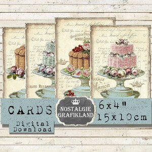 Torten Hochzeitstorte Konditorei Patisserie 15 x 10 cm Instant Download digital collage sheet D254