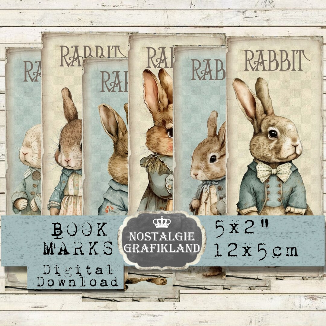Rabbits Bookmarks Printable Bunnies Easter Hare Victorian Digital Rabbits Bookmarks Printable Bunnies Easter Hare Victorian Digital