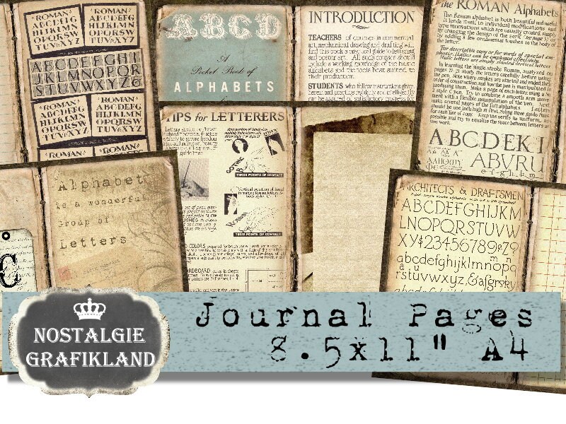alphabet journal pages typography abc letter printable book etsy new zealand