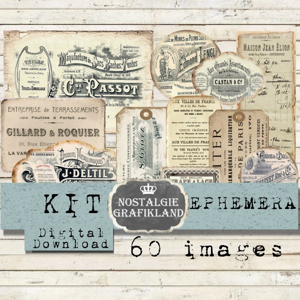 EPHEMERA Kit Old Junk Journaling printable Receipts Documents Letter Journaling Craft PDF Journals Digital Download Ephemera KT016