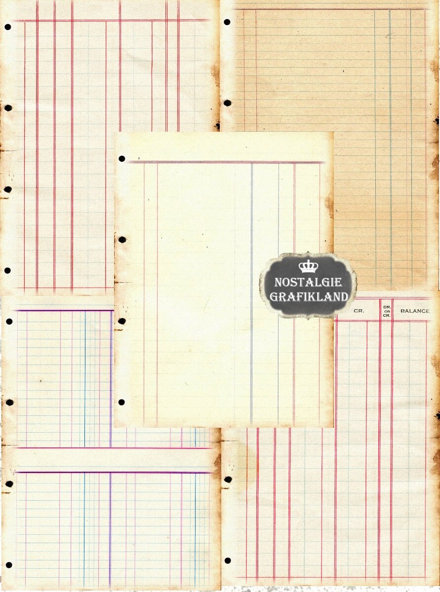 Ledger Paper Pack Ephemera Ring Binder Vintage Journal Shabby Etsy