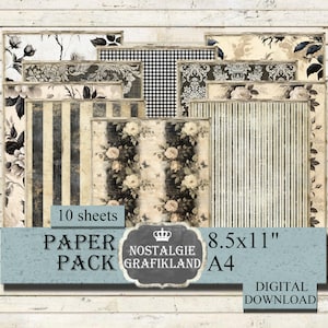 Rosen Papiere digital Vintage Hintergrund Papiere Papier Pack Scrapbooking Download A4 digital collage sheet PP209