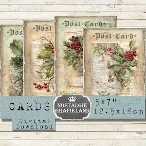 Weihnachten Weihnachtskarten Papier Ephemera drucken 18 x 12,5 cm Instant Download digital collage sheet G086