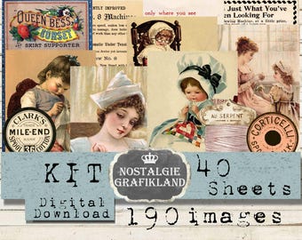 SEWING KIT ADVERTISING Old Needlework Stitching Sew Set Junk Journal Craft digital Download KT022