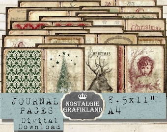 OLD CHRISTMAS Journal Pages printable Booklet Junk Journals Journaling Ephemera Journals Book Prints Kit Download Digital Sheets JPB034