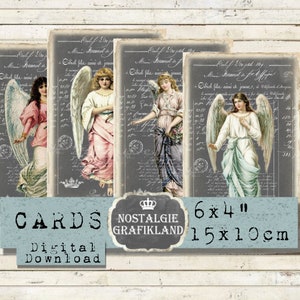 Engel digital Victorianische Karten Weihnachten Schutzengel 15 x 10 cm PDF Instant Download digital collage sheet D156