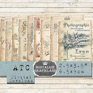 Ephemera afdrukbare kastkaarten ATC-kaarten worden afgedrukt Journaling Photographie Studio Photos Photostudio Add on Journaling Download digitale S029