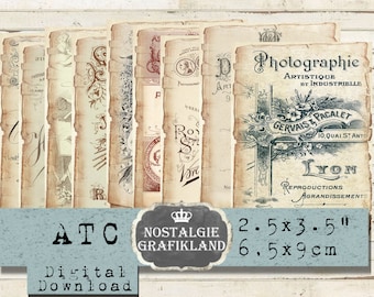 Ephemera Cabinet Cards Photographie Studio Photos ATC printable Journaling Photostudio Add on digital S029