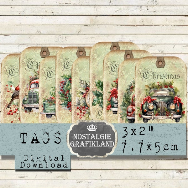 Christmas Tags printable Shabby Chic Tags Journal prints Elements Add on Journaling selfprinting Download digital collage sheet T217