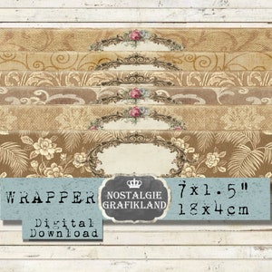 Wrapper digitale Frames Blank Label afdrukbaar Verpakking Zeep Wraps Inwikkeling Ornamenten bewerkbare Instant Download digitale collage blad E034