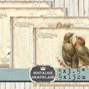 Vintage Christmas Birds Vögel Instant Download digital collage sheet P157 Weihnachten