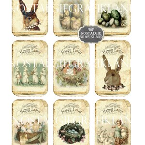 Happy Easter Tags Embellishments printable Vintage Easter Journaling Gift Tags Scrapbooking prints Download digital collage sheet T162 image 3