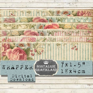 Wrapper Background Shabby Chic printable Strips Soap Labels Instant Download digital collage sheet E075