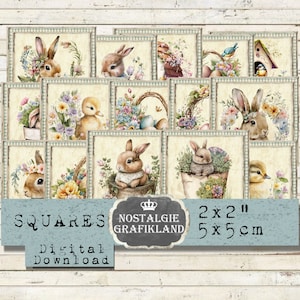 Ostern Quadrate Osterhasen Ostereier Twinchies Instant Download digital collage sheet TW124