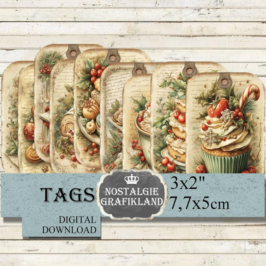 Christmas Bakery Tags Cakes Cookies Cupcakes Journaling Printable ...
