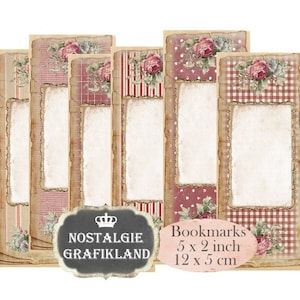 Puede incluir: Conjunto de seis marcapáginas de estilo vintage con diseños florales y espacios en blanco para escribir. Cada marcapáginas mide 5 pulgadas por 2 pulgadas, o 12 cm por 5 cm. Los marcapáginas presentan un patrón de cuadros rojos y blancos, lunares rojos y rayas rojas y blancas.