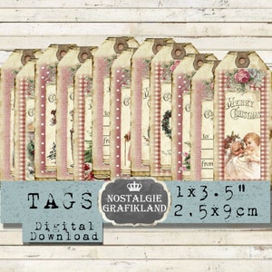 Christmas Ephemera Journal Tags printable Embellishment prints Vintage Old Papers Tags Add on Instant Download digital collage sheet T049