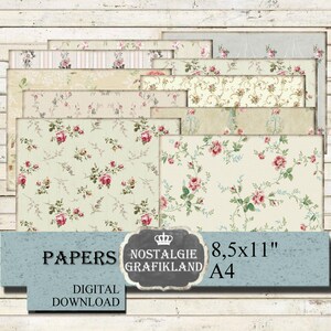 Rosen digital Scrapbook Papier Kleine Rosen Pastell Instant Download collage sheet Journal Scrapbooking Decoupage PPH010