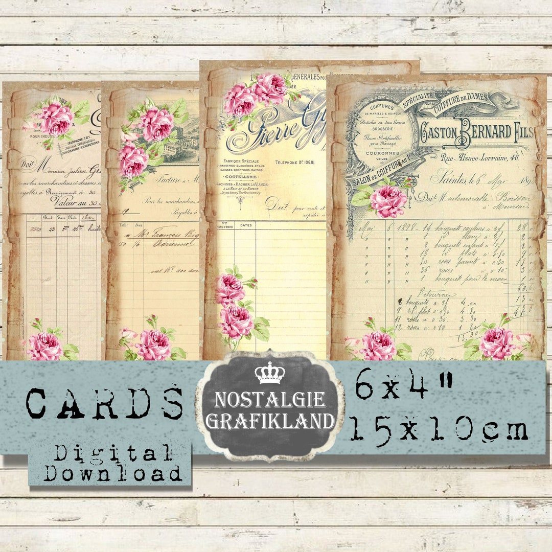 French Printable Ephemera Collage Sheet Digital Journal Old Script ...