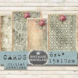 printable Damask Background 6 x 4 inch printable Grunge Papers Junk Journals Scrapbooking Instant Download digital collage sheet D233