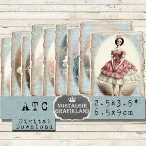 Ballerine de ballet imprimable Cartes ATC Shabby Chic Tutu Impressions de journalisme Découpage Télécharger la feuille de collage numérique S024