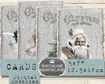 Christmas Shabby Chic printable Santa Claus Christmas Tree Madonna Angel Journal prints 5x7 Scrapbooking Download digital collage sheet G042