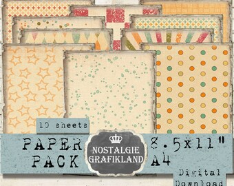 Zirkus Hintergrund Vintage antike digitale Papiere Papier Pack Junk Journal Download A4 digital collage sheet PP099