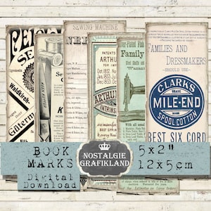 Lesezeichen Nähen digital Nadelarbeit Handarbeit Instant Download digital collage sheet BM043