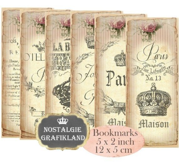 French Paris Bookmarks Instant Download digital collage sheet Etsy