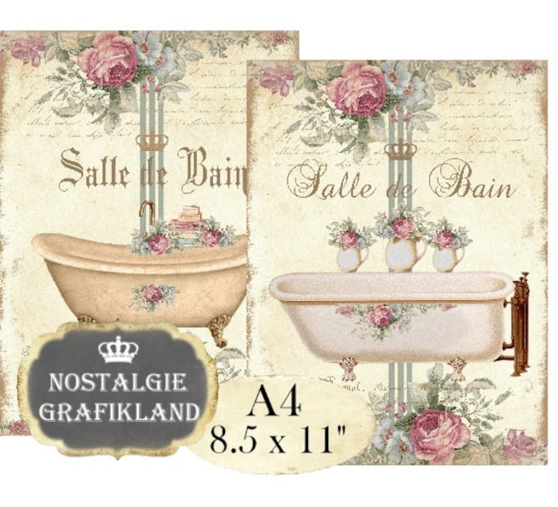 Bad Shabby Chic Badezimmer Badewanne A4 Instant Download | Etsy Bad Shabby Chic Badezimmer Badewanne A4 Instant Download | Etsy