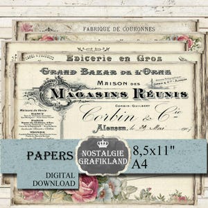 Dokumnete Shabby Chic  digital Papiere Paper Pack Instant Download collage sheet  Journalingl Scrapbooking Decoupage PPH5113
