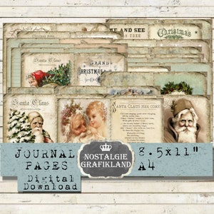 CHRISTMAS digital Journal Pages printable Journal Santa Claus Junk Journals X-mas prints Journaling Download digital collage sheet JPA001