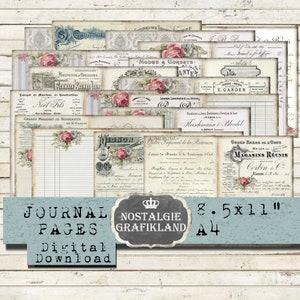 FRANSE DOCUMENTEN Shabby afdrukbare dagboekpagina's Efemere afdrukken Brieven Rekening Factuur Journaling Junk Journal Digitale bladen downloaden JPA040